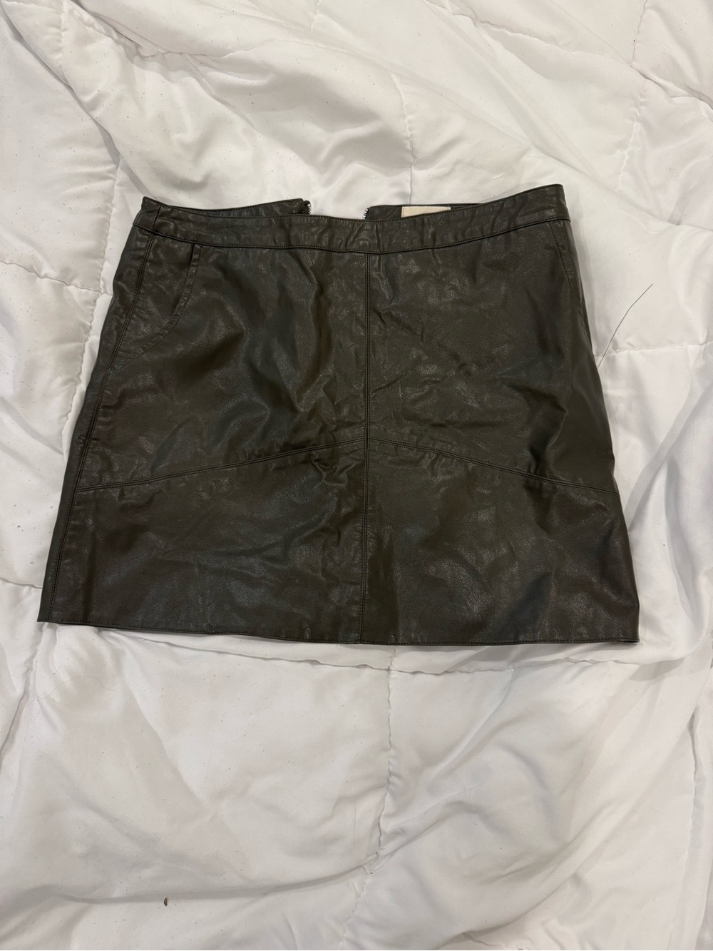 Women's Green Faux Leather Mini Skirt